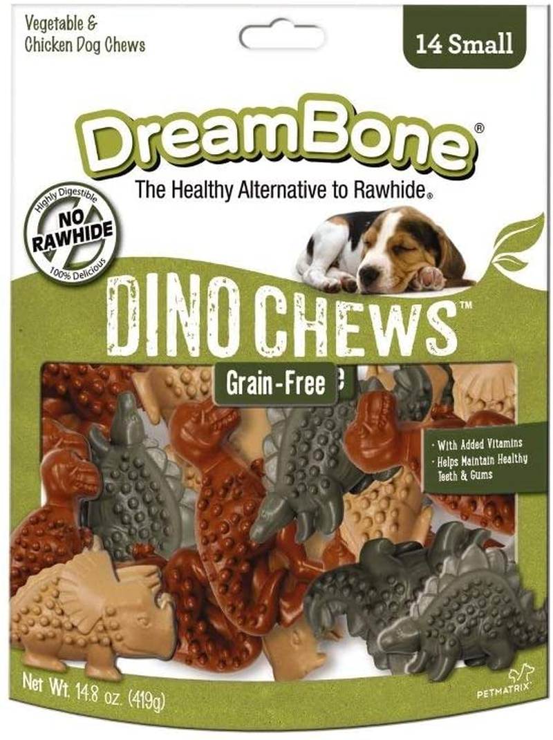 Dreambone Novelty Shaped Chews, Treat Your Dog to a Chew Made with Real Meat and Vegetables Animals & Pet Supplies > Pet Supplies > Small Animal Supplies > Small Animal Treats DreamBone Dino Chews 14 Count (Pack of 1) 