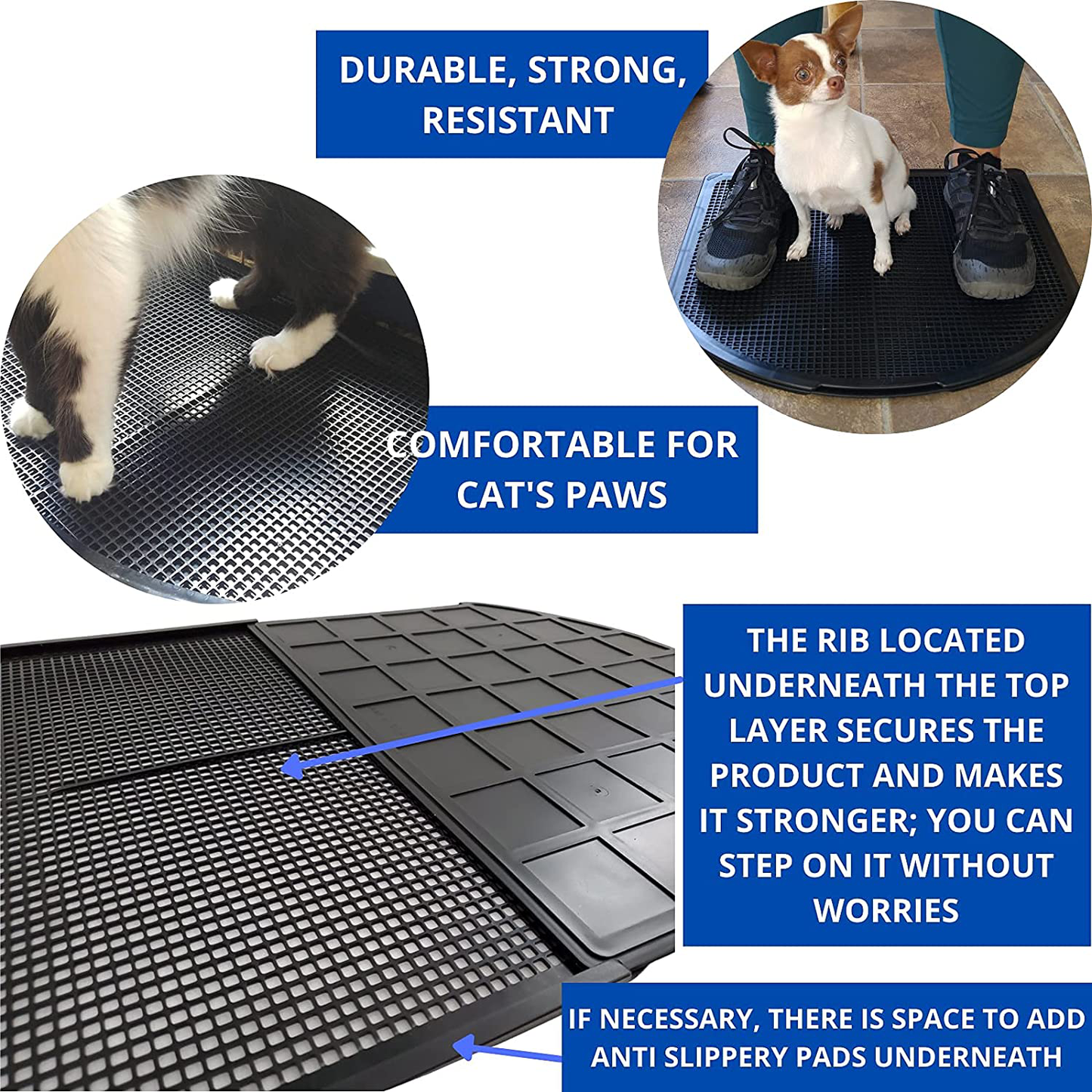 Dzelcat Spreadztrap Cat Litter Mat - Unique Disinfectable Plastic Litter Catcher Tray for Cats & Dogs - Waterproof Large Trapping Box Mat, Easy to Clean, Urine-Proof, Scatter Control, Food Mat 16"X19" Animals & Pet Supplies > Pet Supplies > Cat Supplies > Cat Litter Box Mats DzelCat SpreadZtrap   