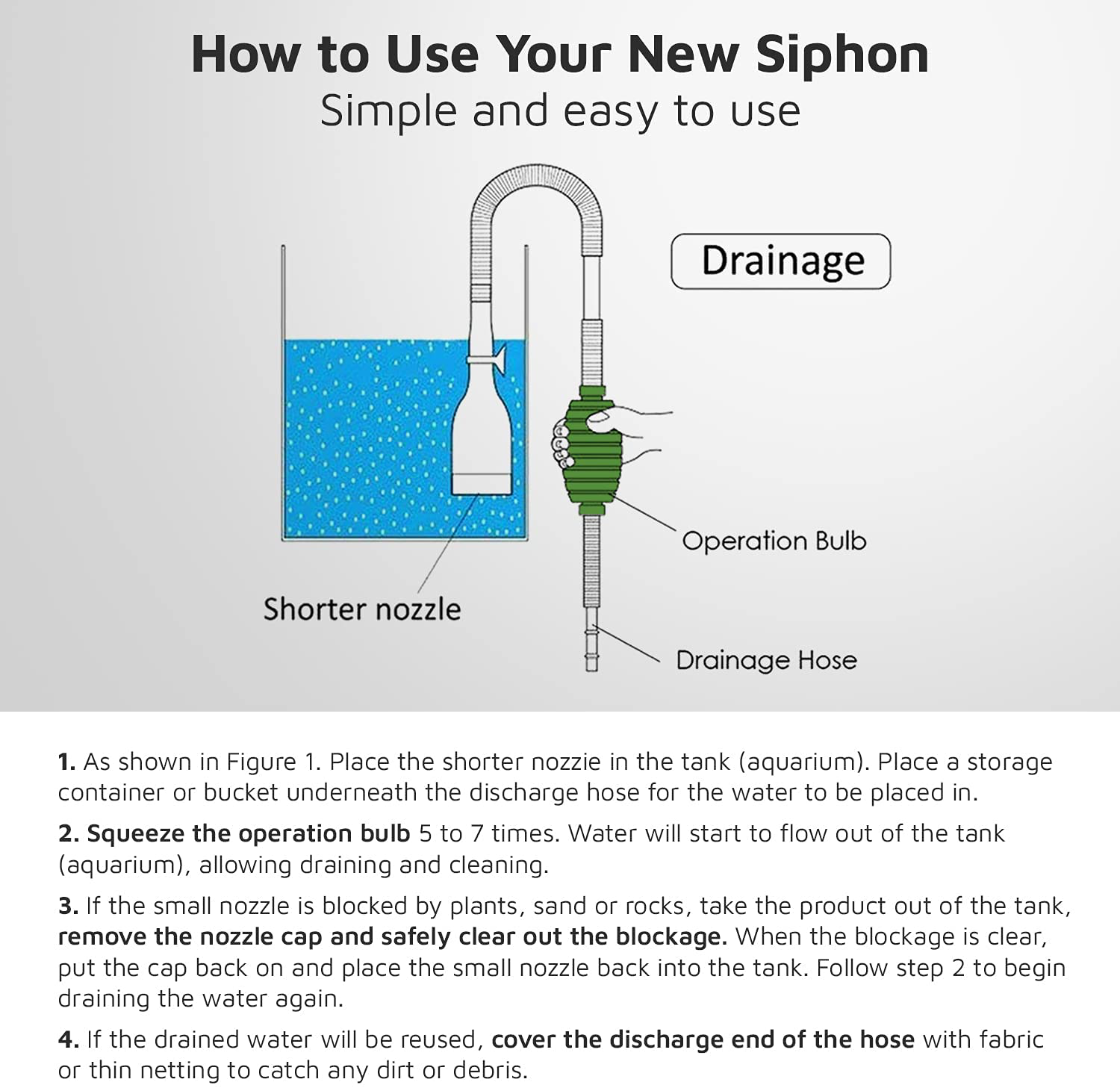 Luigi'S Aquarium/Fish Tank Siphon and Gravel Cleaner - a Hand Syphon Pump to Drain and Replace Your Water in Minutes!