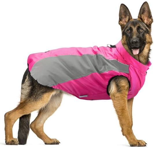 Didog Waterproof Dog Winter Coats Clothes,Reflective Dog Cold Weather Vest Jackets with Soft Warm Fleece,Windproof Dog Apparel for Medium Large Dogs Animals & Pet Supplies > Pet Supplies > Dog Supplies > Dog Apparel Didog Hot Pink Chest: 29 in, Back Length: 23.5 in 