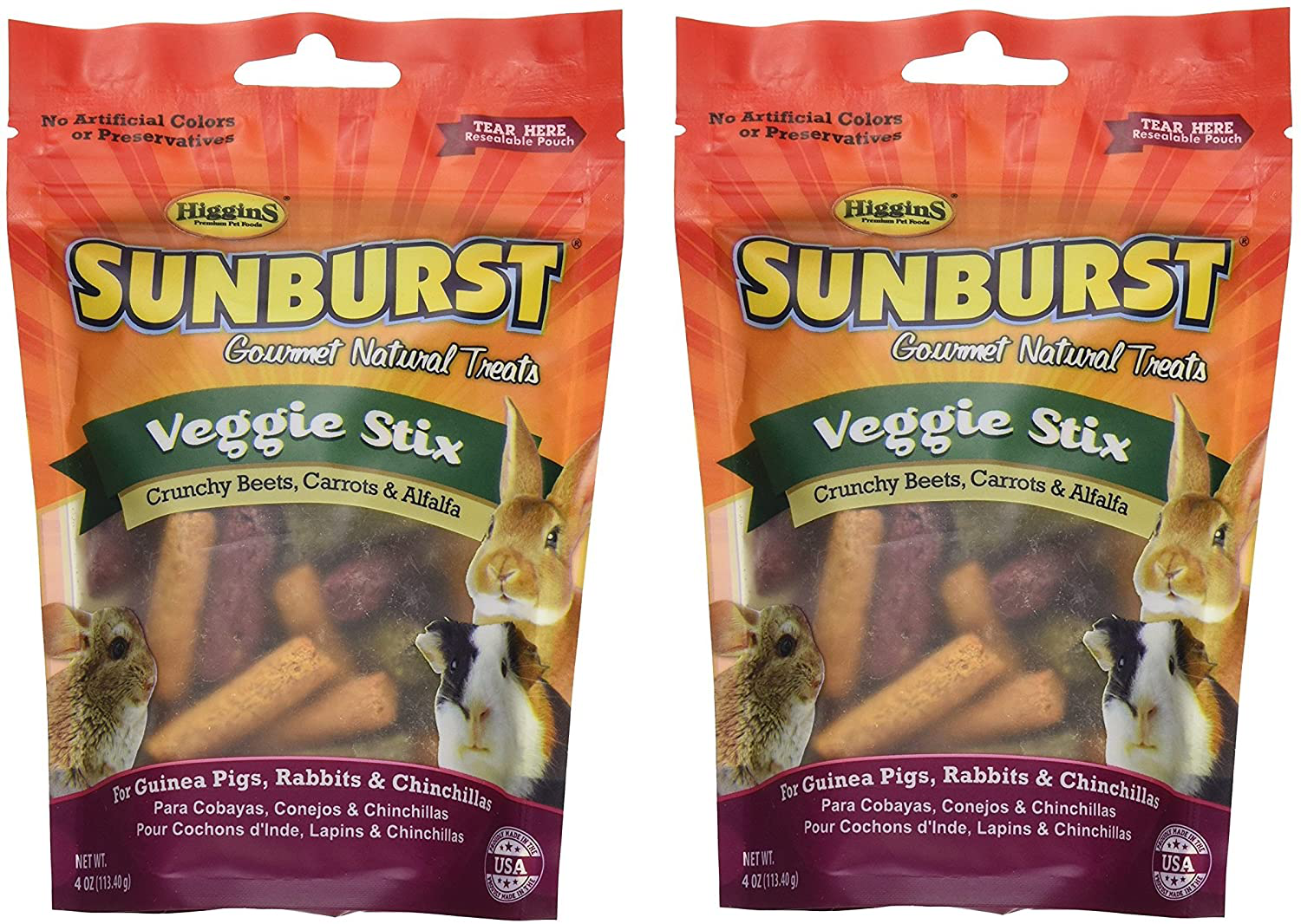 Higgins Sunburst Veggie Stix Gourmet Treats for Guinea Pigs, Rabbits & Chinchillas, 8 OZ Animals & Pet Supplies > Pet Supplies > Small Animal Supplies > Small Animal Treats Higgins   