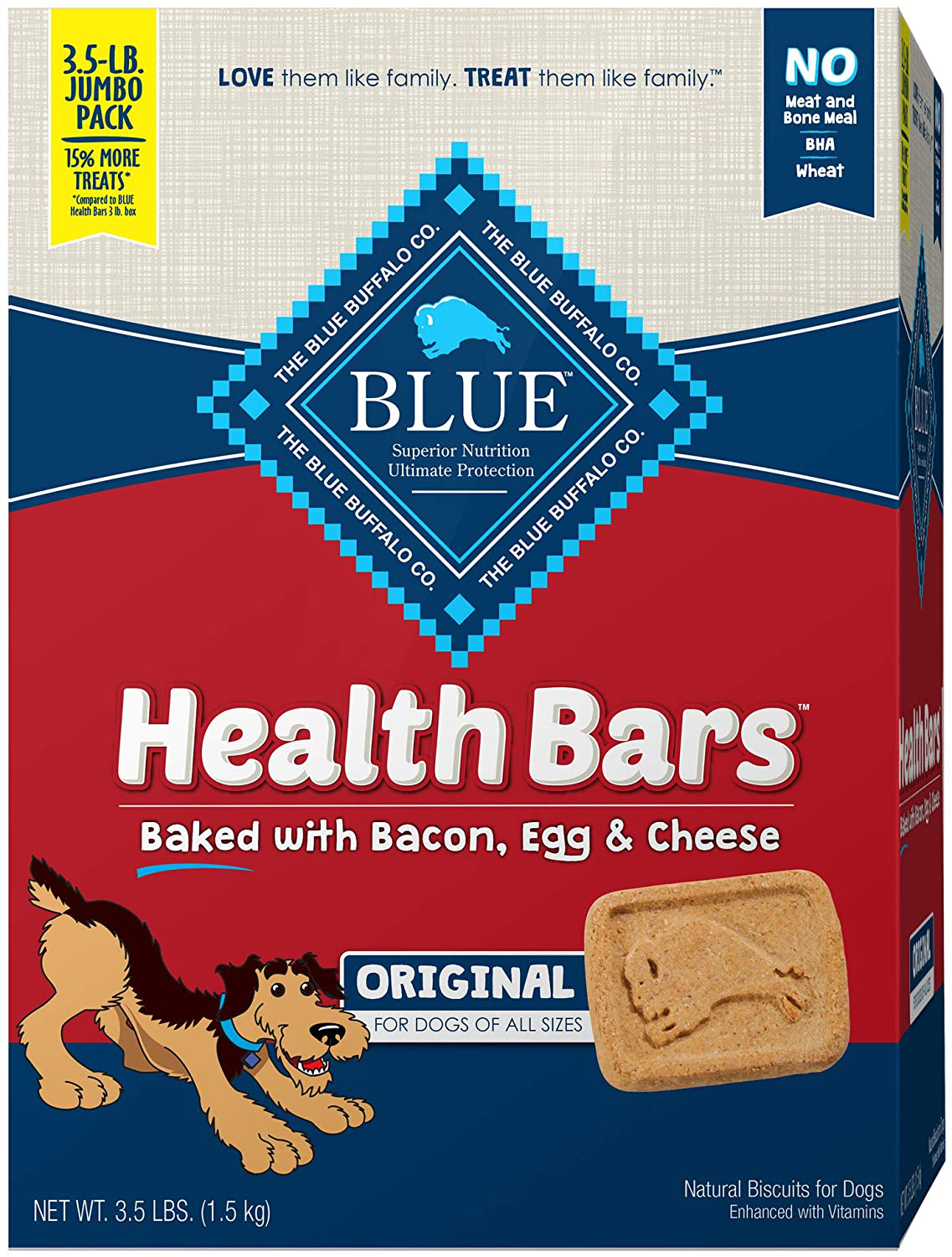 Blue Buffalo Health Bars Natural Crunchy Dog Treats Biscuits Animals & Pet Supplies > Pet Supplies > Dog Supplies > Dog Treats Blue Buffalo Bacon, Egg & Cheese 56 Ounce (Pack of 1) 