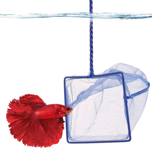 Sungrow Betta Net, 5X4 Inches with 11 Inches Handle, Extra Soft Nylon Net, Easy Routine Tank Maintenance, Random Color