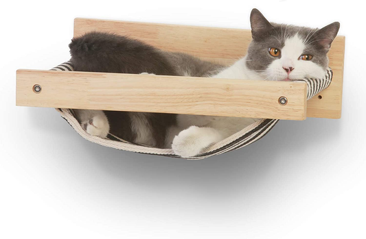 FUKUMARU Cat Hammock Wall Mounted Large Cats Shelf - Modern Beds and Perches - Premium Kitty Furniture for Sleeping, Playing, Climbing, and Lounging - Easily Holds up to 40 Lbs Animals & Pet Supplies > Pet Supplies > Cat Supplies > Cat Furniture FUKUMARU   