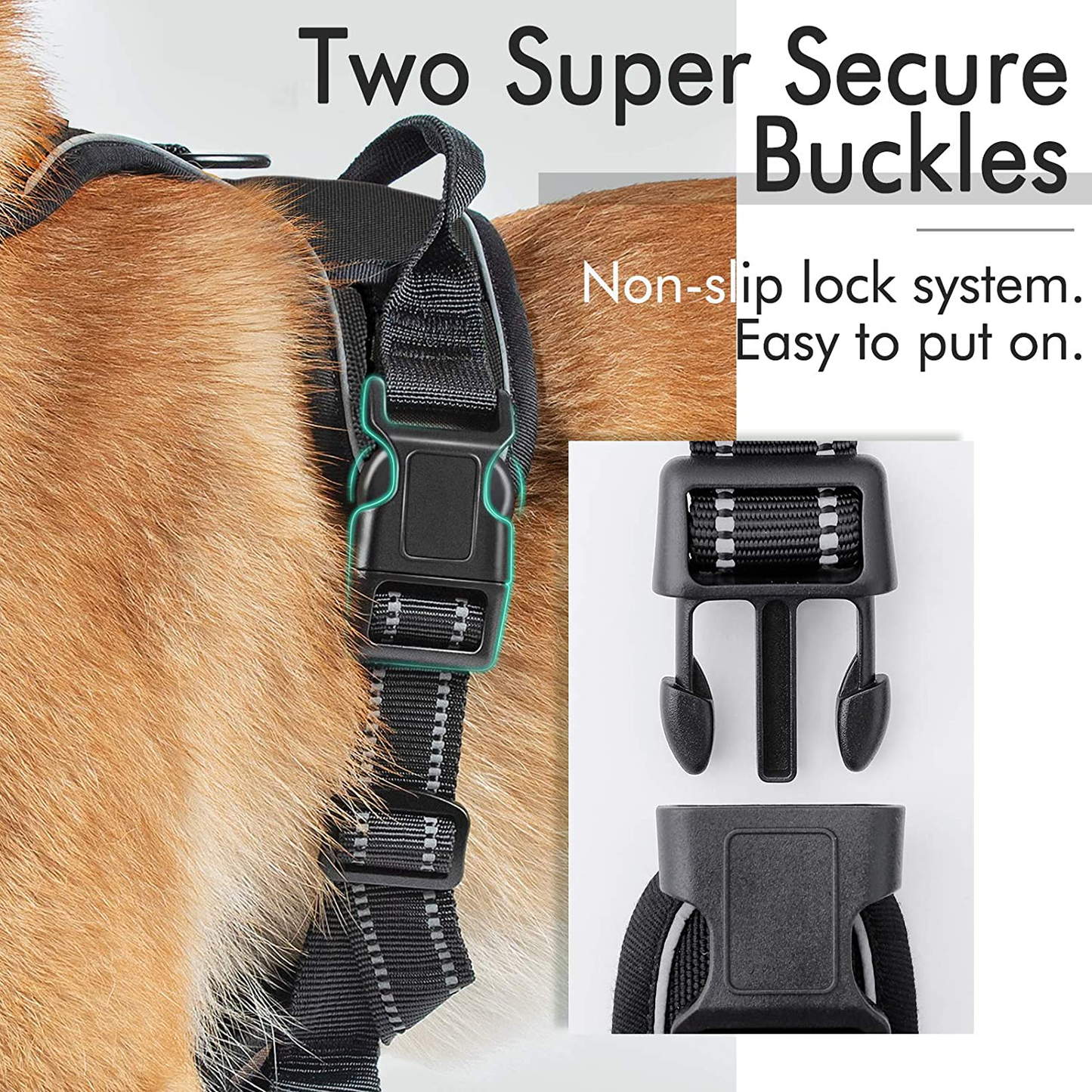 Rabbitgoo Dog Harness, No-Pull Pet Harness with 2 Leash Clips, Adjustable Soft Padded Dog Vest, Reflective No-Choke Pet Oxford Vest with Easy Control Handle for Large Dogs, Black, L Animals & Pet Supplies > Pet Supplies > Dog Supplies > Dog Treadmills rabbitgoo   