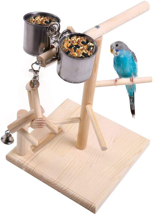 Litewood Wood Perch Gym Stand Playpen Parrots Playstand Bird Playground Ladders Exercise Playgym with Feeder Cups for Cockatoo Parakeet Cage Accessories Training Toy Animals & Pet Supplies > Pet Supplies > Bird Supplies > Bird Gyms & Playstands Litewood Bird Playgym  