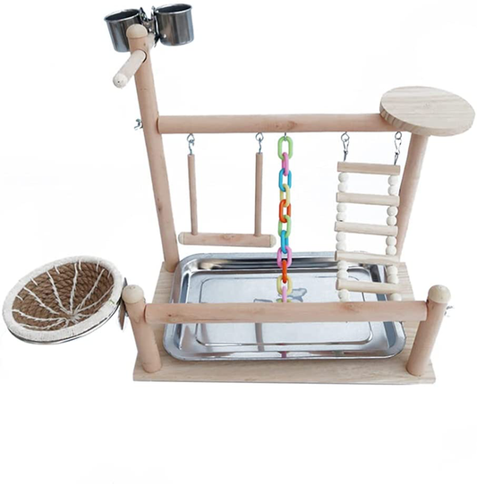 Balacoo Parrots Playstand Birds Perch Stand Play Gym Cockatiel Playpen Bridges Swings Food Bowl Parakeet Breeding Box for African Grey Conures Cockatoos Parrotlets Animals & Pet Supplies > Pet Supplies > Bird Supplies > Bird Gyms & Playstands balacoo   