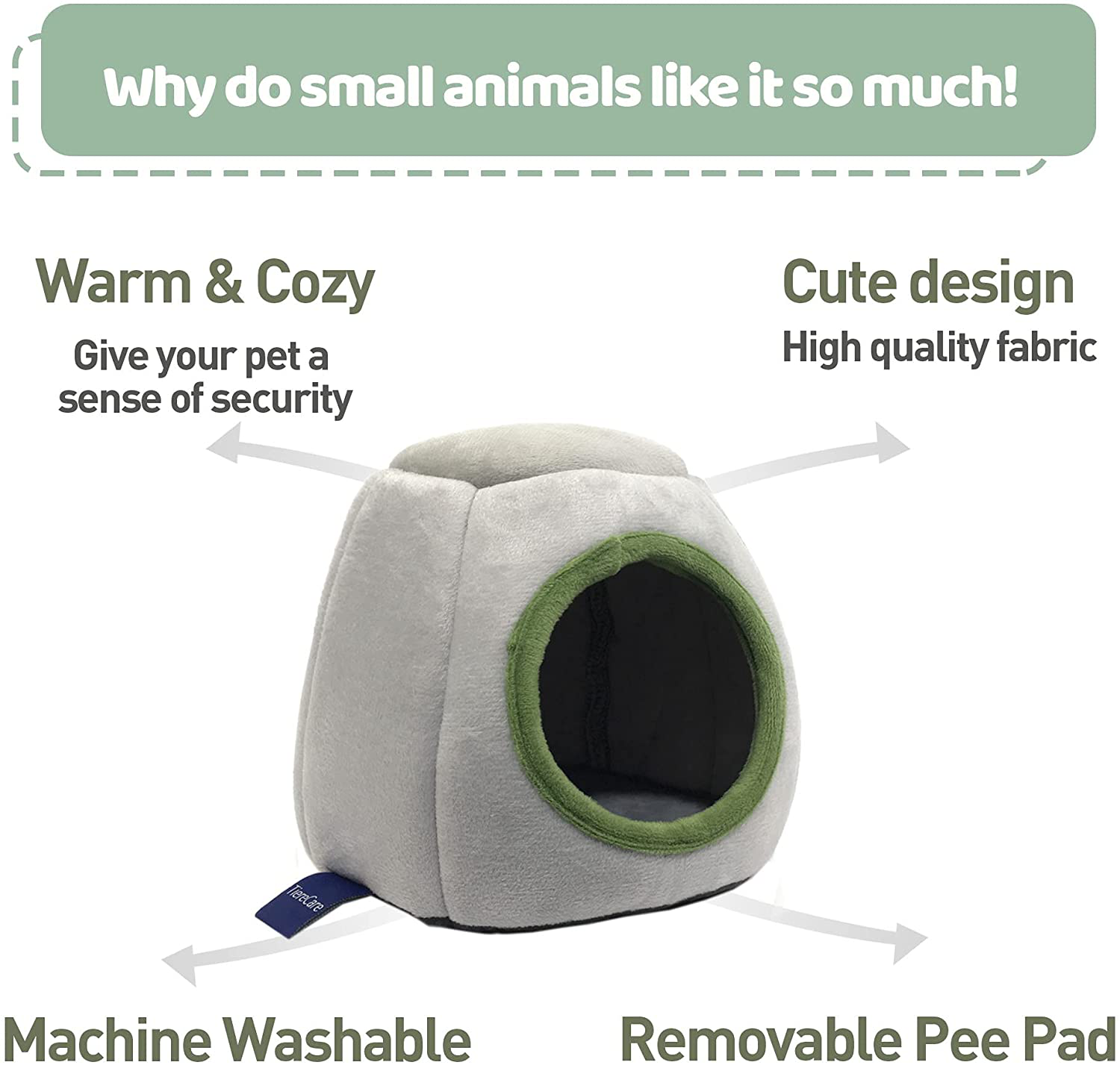 Tierecare Hamster Hideout Guinea Pig House Bed Cozy Habitat Hideaway Warm Hedgehog Ferret Chinchilla Washable Animals & Pet Supplies > Pet Supplies > Small Animal Supplies > Small Animal Habitat Accessories Tierecare   