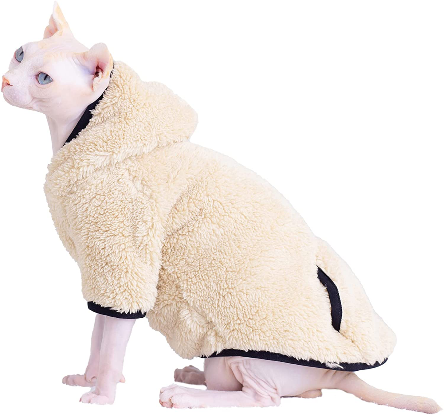 Sphynx Hairless Cat Clothes Winter Thick Warm Soft Vest Hoodies Pajamas for Cats Pet Clothes Pullover Kitten Shirts with Sleeves (Gray, M(4.4-5.5Lbs)) Animals & Pet Supplies > Pet Supplies > Cat Supplies > Cat Apparel WQCXYHW Yellow L（6.6-8.8lbs） 