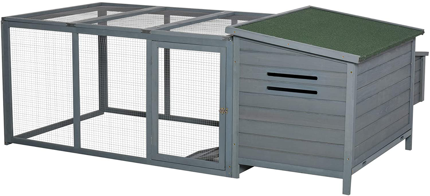 Pawhut 87" Deluxe Chicken Coop Wooden Hen House Rabbit Hutch Poultry Cage Pen Backyard with Large Outdoor Run, Indoor Nesting Box, & Fir Wood Build