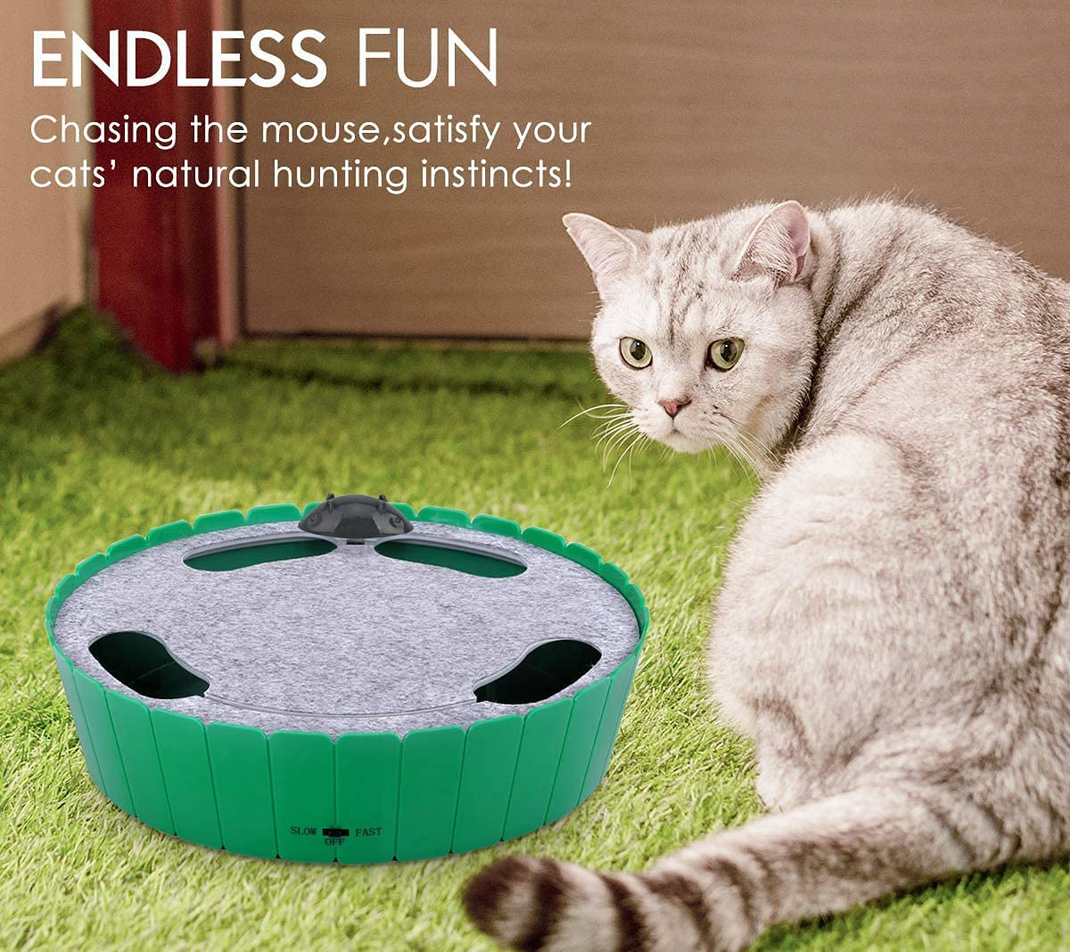 Pawaboo Cat Toy with Running Mouse, Electric Interactive Motion Cat Toy Automatic Rotating Teaser Pop and Play Hide and Seek Hunt Toy for Pet Cat Kitten Play Fun Excercise Animals & Pet Supplies > Pet Supplies > Cat Supplies > Cat Toys Pawaboo   