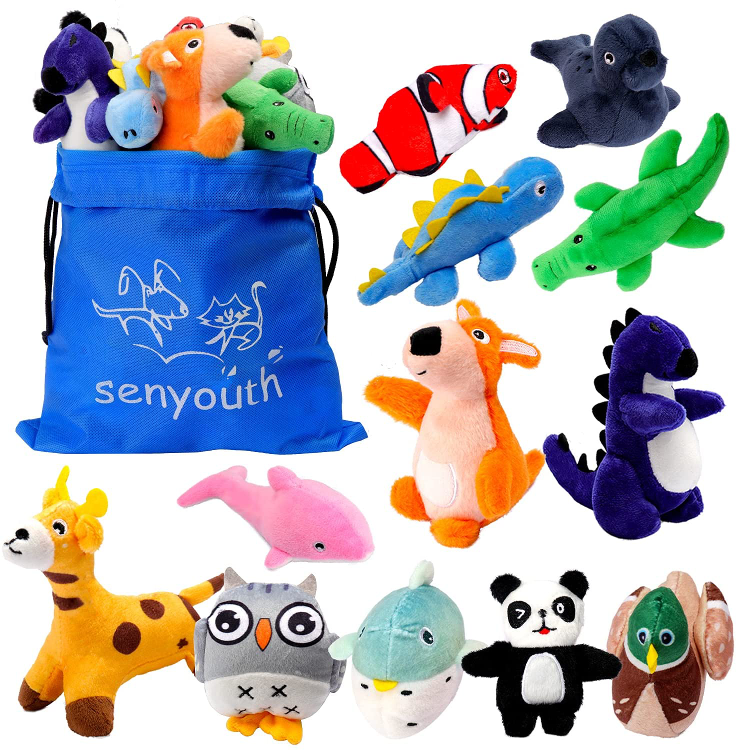 Senyoung Dog Toys,12 Pack Dog Squeaky Rope Chew Toy Sets, Interactive Cute and Stuffed Plush Squeaker Toys, Tough Puppy Teething Cotton Tug Soft Toys, Puppy Toys Small, for Small / Medium Dog Toys Animals & Pet Supplies > Pet Supplies > Dog Supplies > Dog Toys SenYoung Animal-2  
