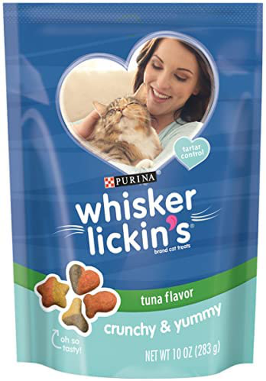 Purina Whisker Lickin'S Cat Treats, Crunchy & Yummy Chicken & Tuna Flavors - (4) 10 Oz. Pouches
