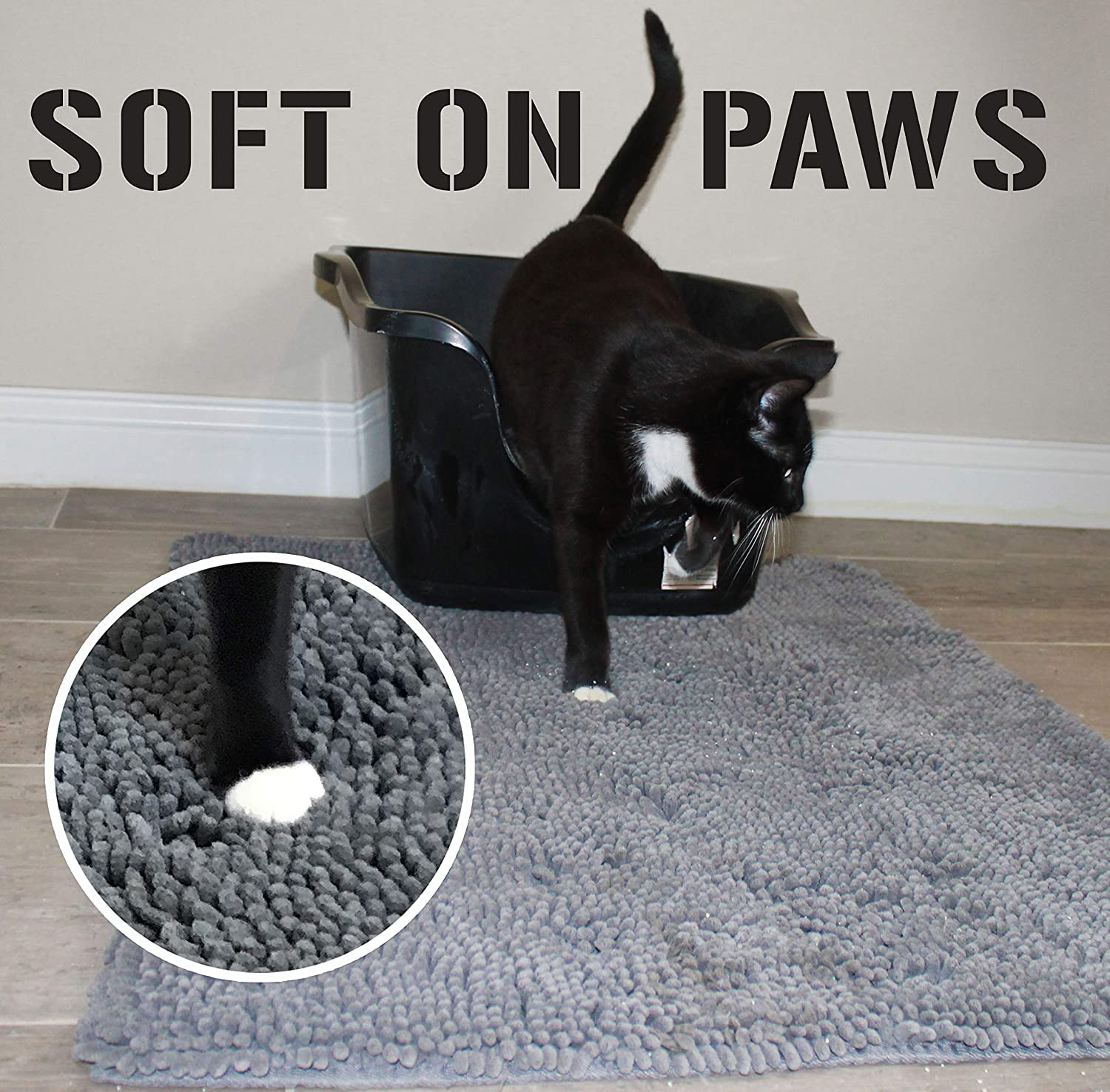Enthusiast Gear Cat Litter Mat for Kitty Litter Box | Washable Easy Clean Rug with Scatter Control - Traps Litter - Soft on Paws
