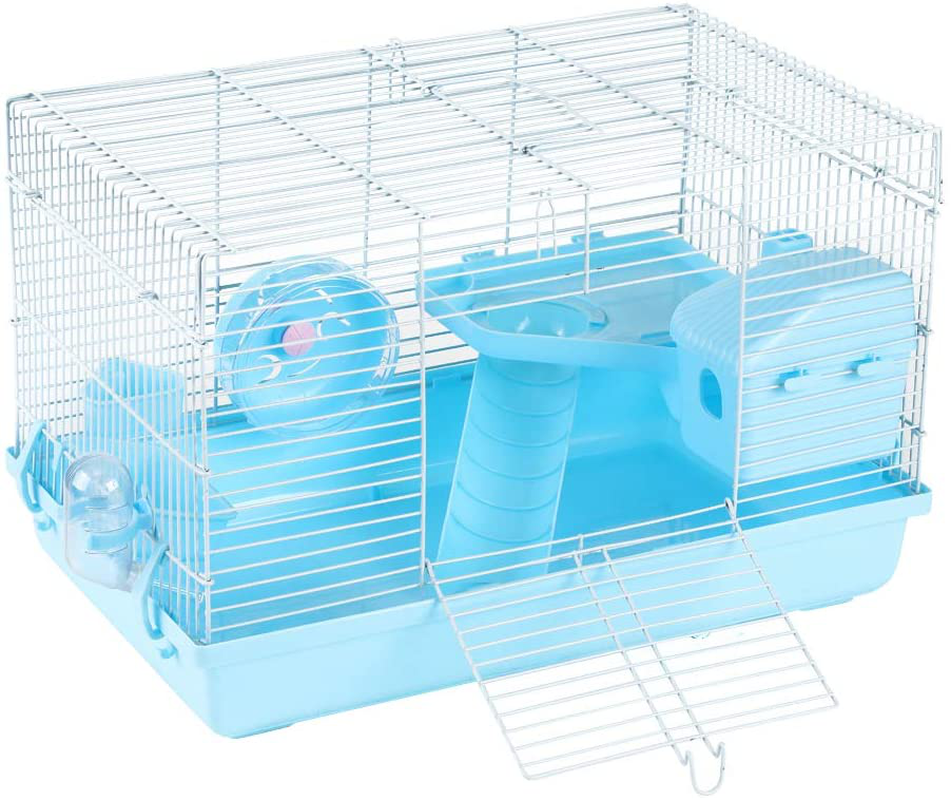 EMUST Hamster Cage, Large Guinea Pig Cage Haven Habitat，Small Animal Cage for Hamster, Guinea Pig, Gerbil- Includes Exercise Wheel, Water Bottle, Black Animals & Pet Supplies > Pet Supplies > Small Animal Supplies > Small Animal Habitats & Cages EMUST Blue One Size (Pack of 1) 
