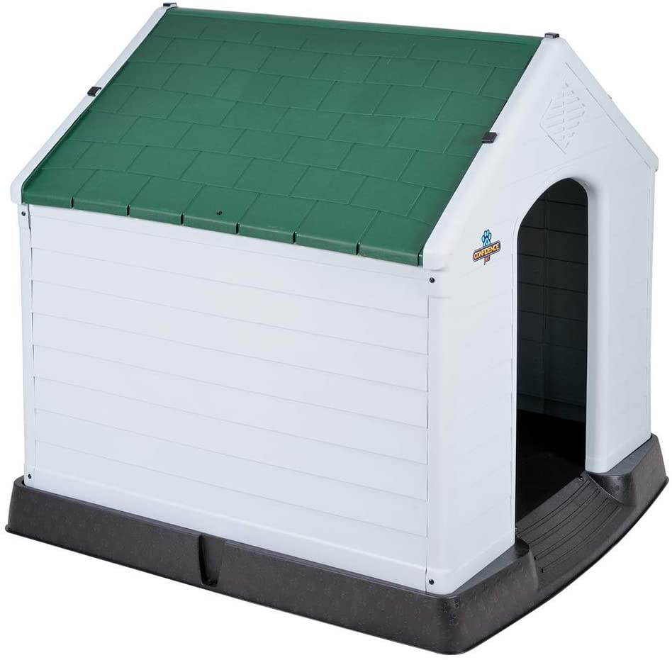 Confidence Pet Large Waterproof Plastic Dog Kennel Outdoor House Green
