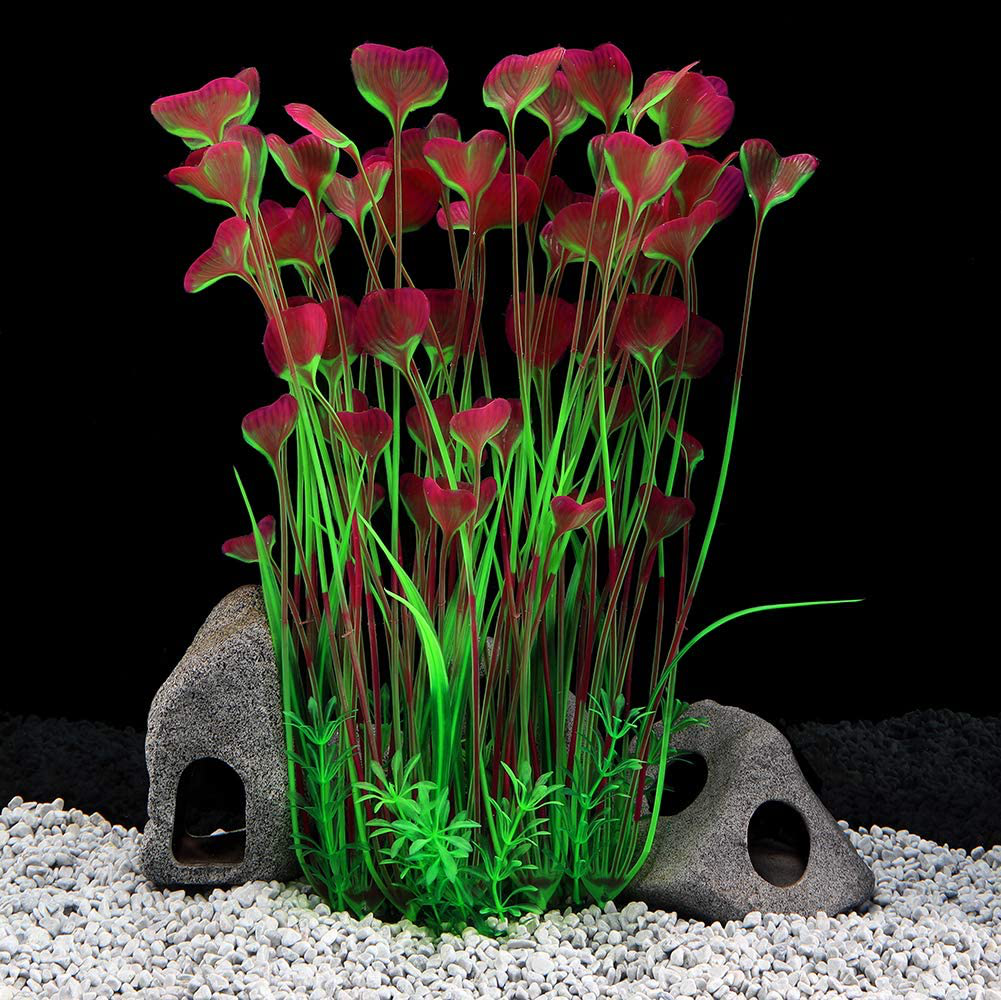 QUMY Large Aquarium Plants Artificial Plastic Fish Tank Plants Decoration Ornament for All Fish (B-Red) Animals & Pet Supplies > Pet Supplies > Fish Supplies > Aquarium Decor QUMY   