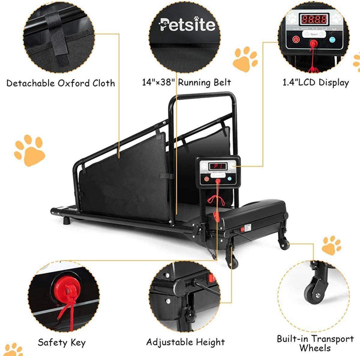 GYMAX Dog Treadmill, Small/Medium Dog Running Machine with LCD