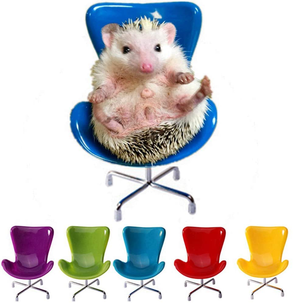 Hedgehog Chair Mini Plastic Swivel Seat Small Animal Toys Habitat Decor Cage Accessories Hedgehog Supplies Photo Props Chair Toy for Hedgehog,Bird,Parrot,Mouse,Chinchilla, Rat,Gerbil,Dwarf Hamster