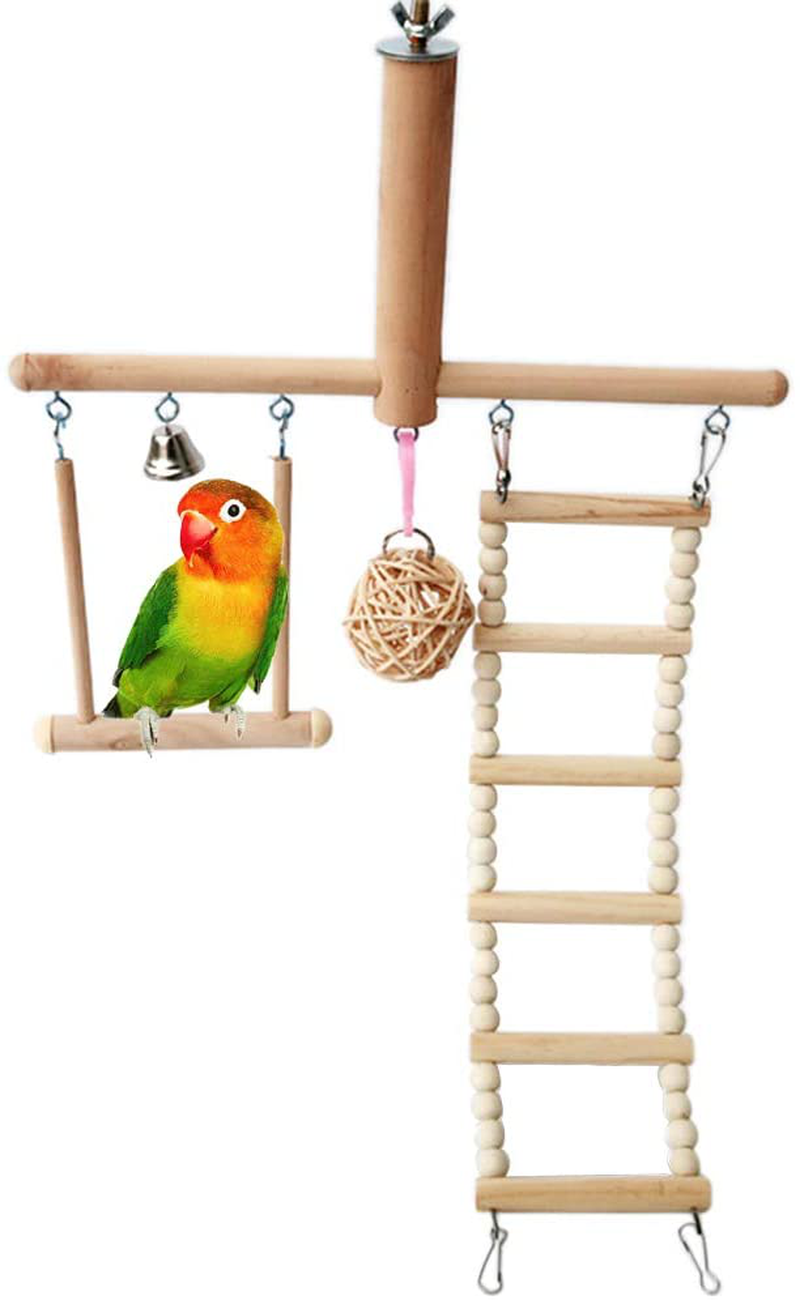 Bird Cage Stand Play Gym Conure Perch Playground Climbing Ladder Swing Rattan Ball Chew Toys for Lovebirds Budgies Animals & Pet Supplies > Pet Supplies > Bird Supplies > Bird Gyms & Playstands Dft   