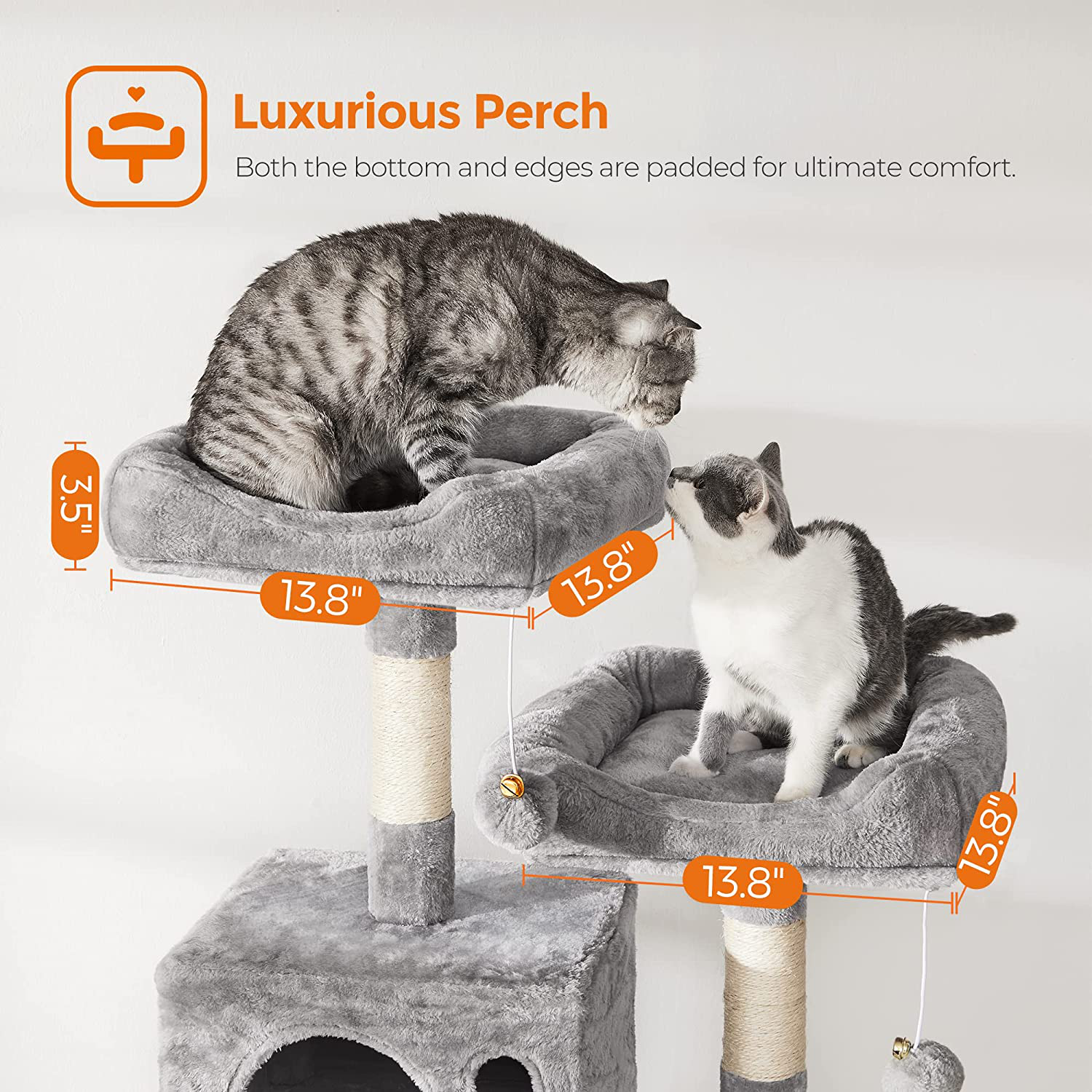 FEANDREA 56.3-Inch Multi-Level Cat Tree with Sisal-Covered Scratching Posts, Plush Perches, Hammock, and Condo, Cat Tower Furniture, for Kitten, Pet Animals & Pet Supplies > Pet Supplies > Cat Supplies > Cat Furniture FEANDREA   