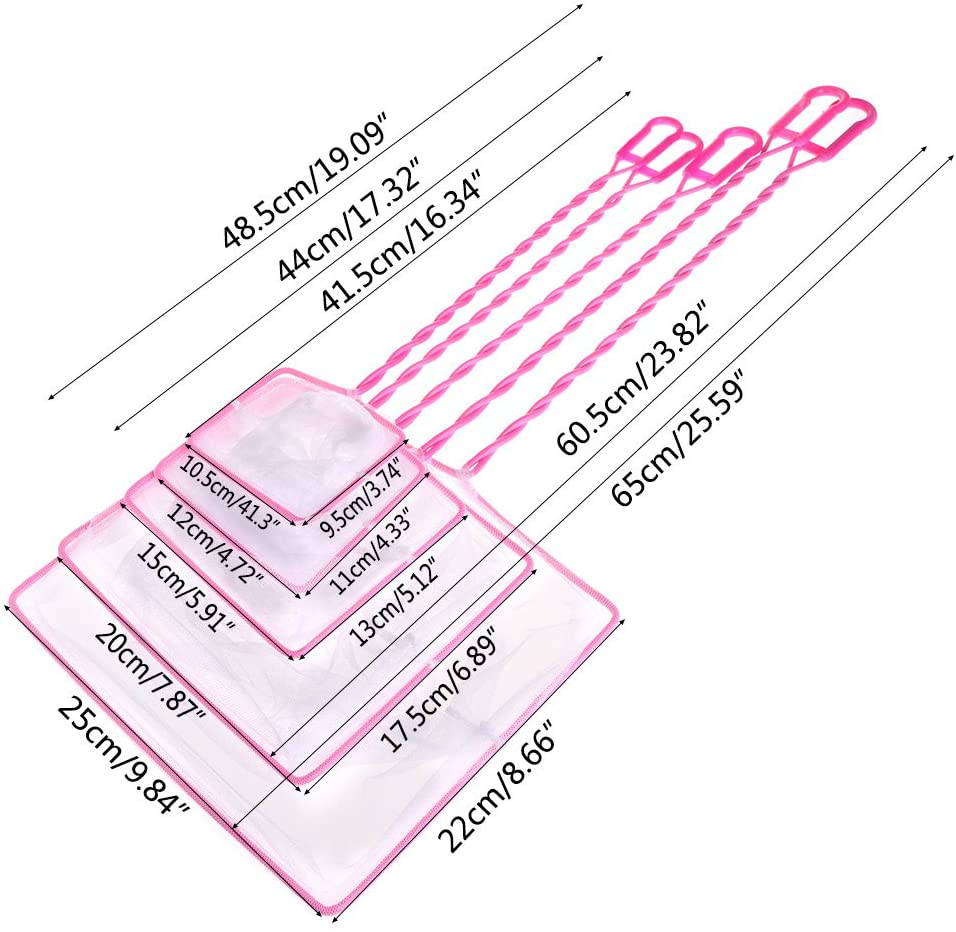 LANDUM Fishing Tank Net Plastic Soft Square Mesh Fish Shrimp Capture for Aquarium Tools Pink Rectangle 4 Animals & Pet Supplies > Pet Supplies > Fish Supplies > Aquarium Fish Nets LANDUM   
