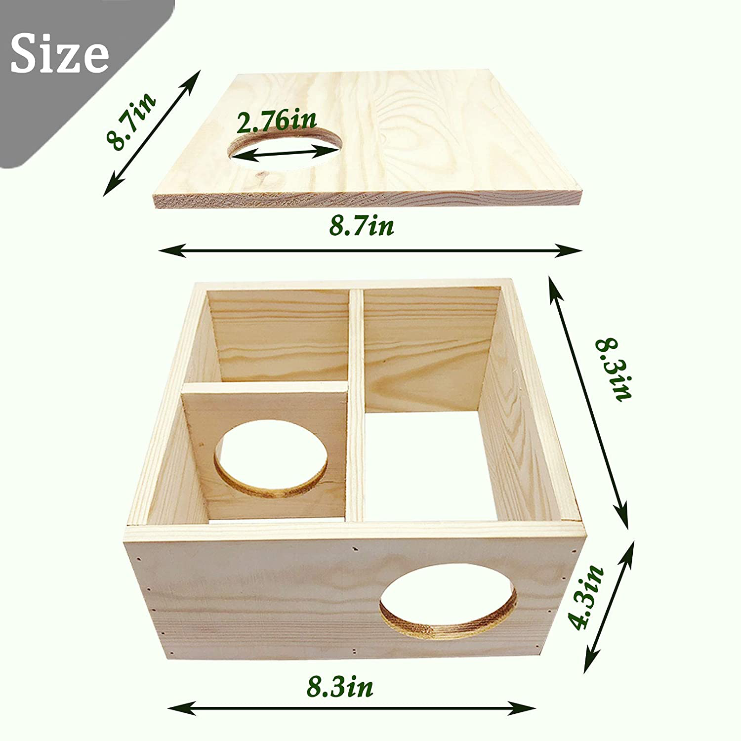 Tfwadmx Multi-Chamber Hamster House Maze Multi-Room Pine Wooden Hideouts Resting Platform Hut Exploring Tunnel Toys Habitats Decor for Mice, Gerbils, Gerbils, Mouse, Lemmings and Other Small Rodents