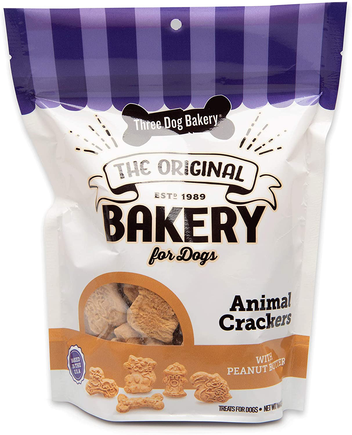 Three Dog Bakery Classic Wafers Baked Dog Treats Animals & Pet Supplies > Pet Supplies > Small Animal Supplies > Small Animal Treats Three Dog Bakery Classic Animal Crackers with Peanut Butter, 13 oz  