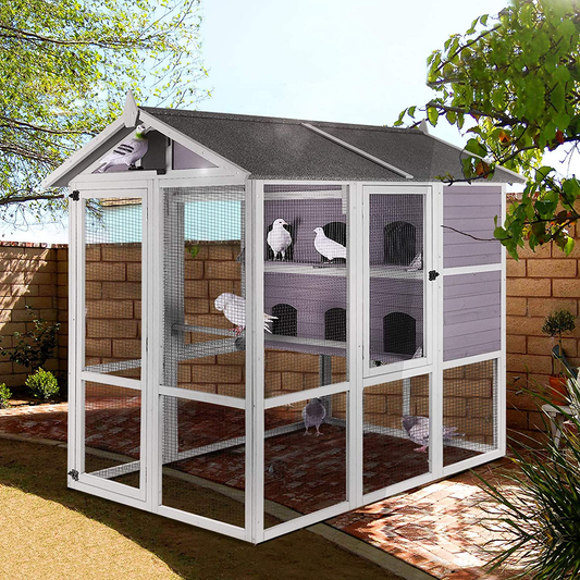 Bird Cage Outdoor 68" Large Pigeon House with Wooden Stand Perch,Covered Roof Dove Cage,Bird Aviary Walk-In