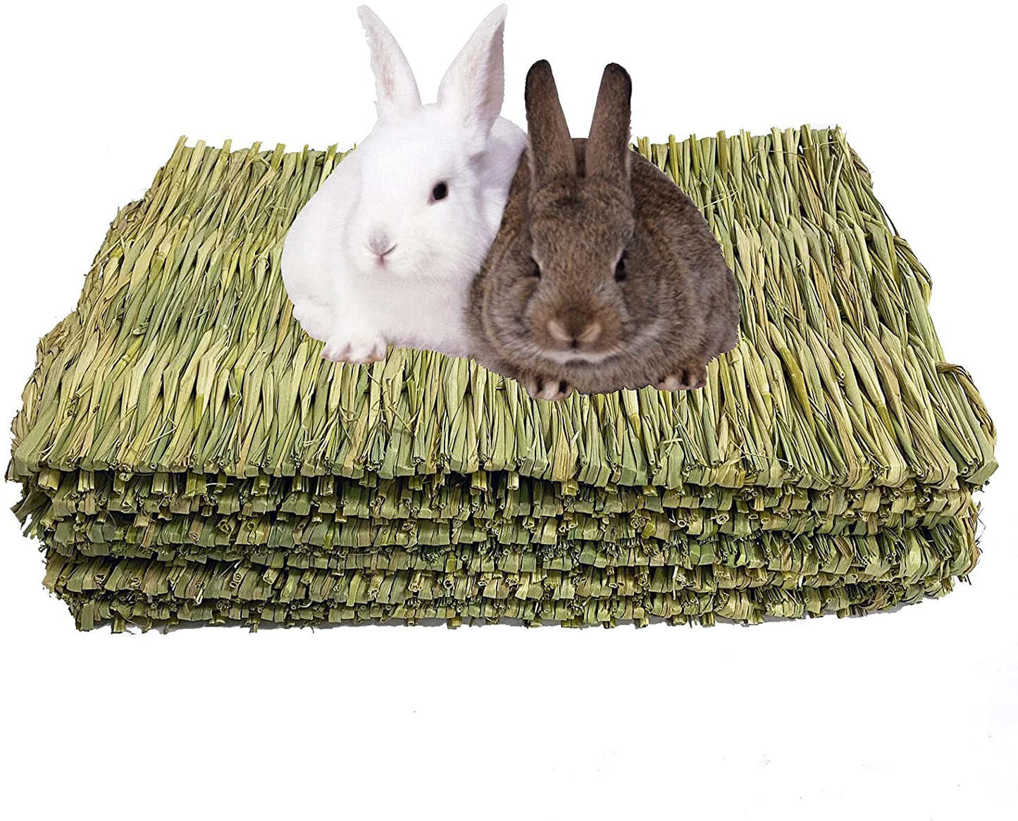 Kathson 6 PCS Rabbit Large Grass Mat Natural Grass Woven Mat Rabbits Chew Toys Grass Bedding Nest for Small Animal Bunny Rabbit Guinea Pigs Hamster Chinchillas Puppy Biddy Sleeping Chewing