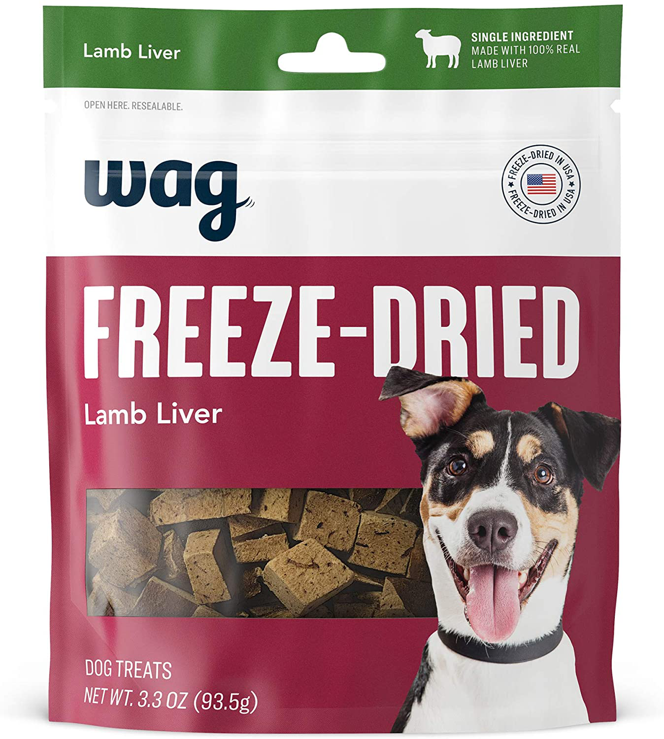 Amazon Brand - Wag Freeze-Dried Raw Single Ingredient Dog Treats (Chicken, Beef, Lamb) Animals & Pet Supplies > Pet Supplies > Dog Supplies > Dog Treats WAG Lamb Liver (3.3 oz)  