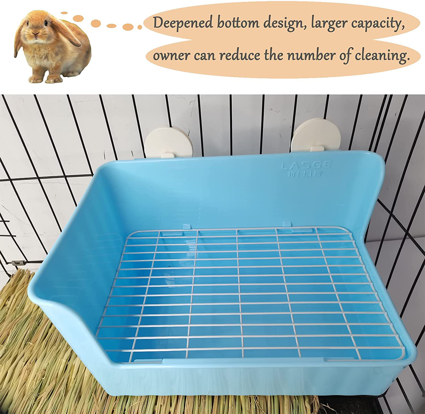 Hamiledyi Rabbit Litter Box,Pet Plastic Square Toilet Rabbit Bedding Potty Training Corner with Small Animal Cage Clean Broom Molar Sweet Bamboo for Bunny Chinchillas Guinea Pigs Animals & Pet Supplies > Pet Supplies > Small Animal Supplies > Small Animal Bedding Hamiledyi   