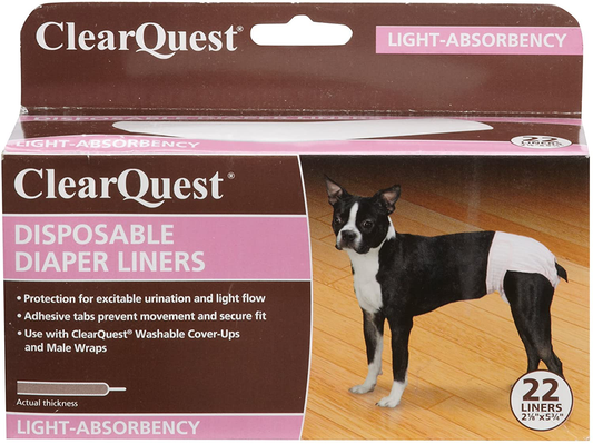 Clearquest Disposable Dog Diaper Liners, 22-Pack, Absorbent Pads, Extra Protection for Cover-Ups and Male Wraps Animals & Pet Supplies > Pet Supplies > Dog Supplies > Dog Diaper Pads & Liners ClearQuest   