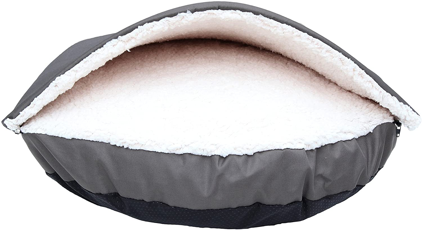 Long Rich Durable Oxford to Sherpa Pet Cave and round Pet Bed, 25", with Removable Top and Insert, by Happycare Textiles Animals & Pet Supplies > Pet Supplies > Dog Supplies > Dog Beds long rich   