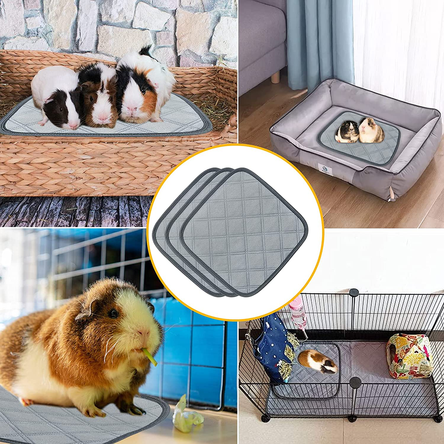 Luticessy Guinea Pig Cage Liners, Washable & Reusable Guinea Pig Pee Pads, Anti-Slip and Super Absorbent Guinea Pig Bedding, Waterproof Pet Training Pads for Small Animals Animals & Pet Supplies > Pet Supplies > Small Animal Supplies > Small Animal Bedding Luticessy   