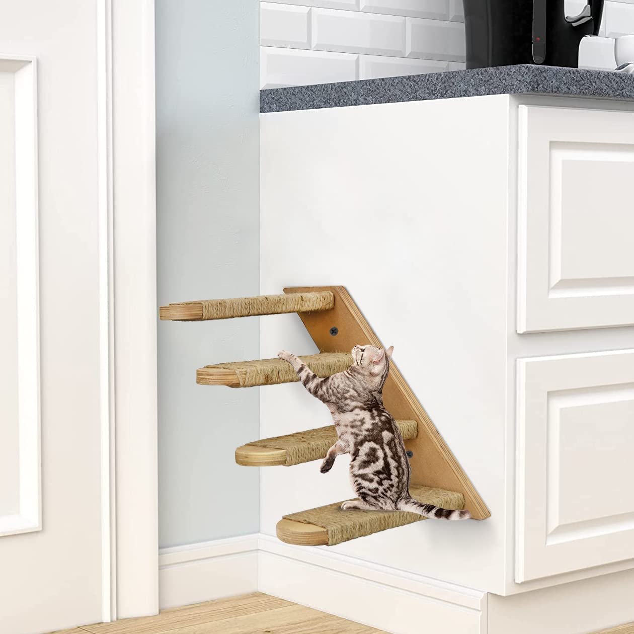 Cat Wall Shelves, Cat Wall Furniture, Cat Stairs Cat Shelves and Perches for Wall, Cat Ladder Cat Wall Steps for Scratching and Climbing, Cat Perch Wall Mounted Animals & Pet Supplies > Pet Supplies > Cat Supplies > Cat Furniture LADESIGGN   