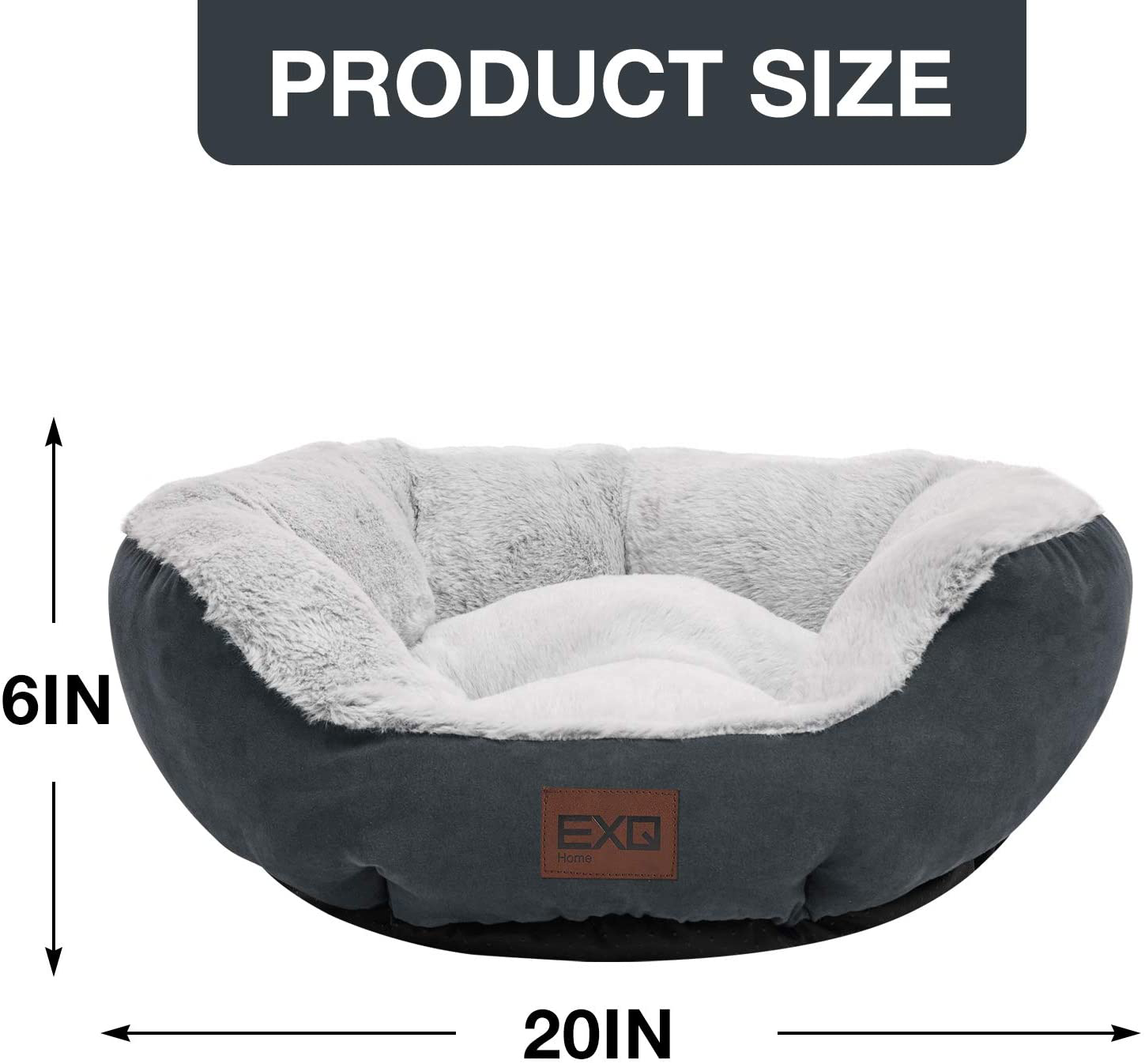 EXQ Home Soft Cat Beds for Indoor Cats,Fluffy Calming Cat Bed with Slip-Resistant Bottom,Plush round Dog Beds for Small Dogs,Kitten Bed Machine Washable Pet Beds for Small Dogs Animals & Pet Supplies > Pet Supplies > Cat Supplies > Cat Beds EXQUSA20CB02GRST   