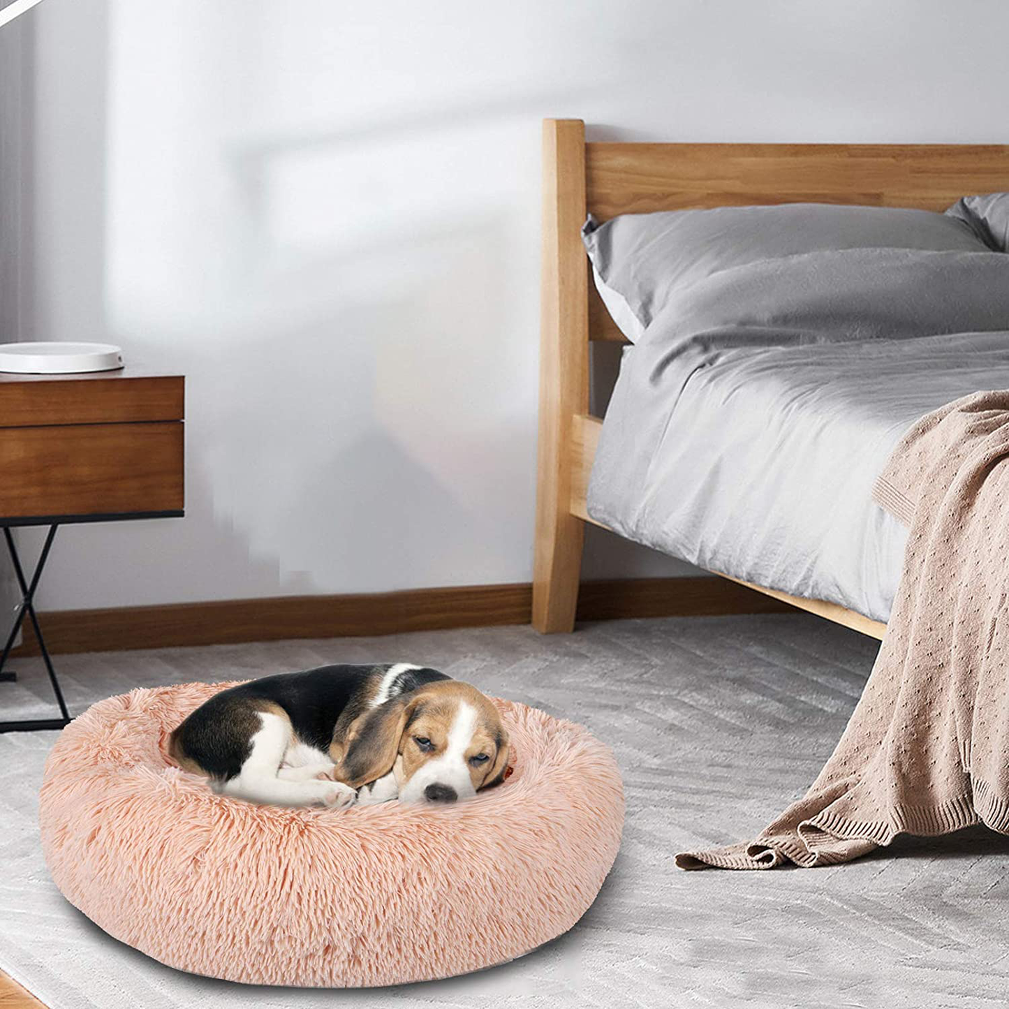 Calming Dog Beds for Large Medium Small Dogs, 24/32Inch Fluffy Cat Bed Donut Cuddler round Dog Beds, Ultra Soft Anti-Anxiety Pet Beds, Safe Faux Fur Material, Machine Washable Animals & Pet Supplies > Pet Supplies > Dog Supplies > Dog Beds Wiseek   