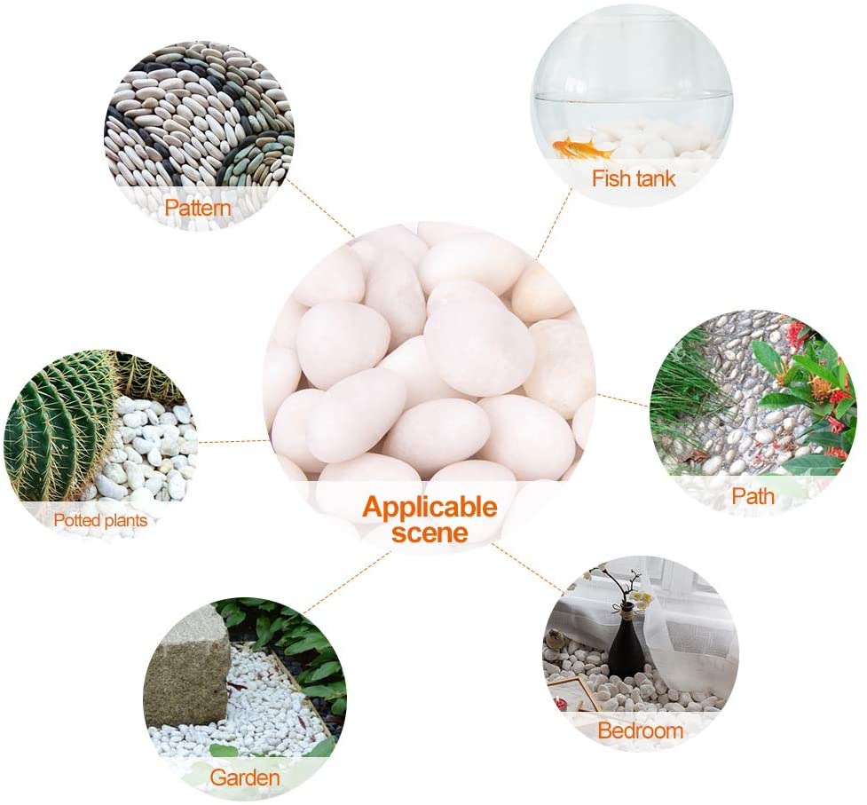 CFKJ 18 Pounds White Decorative Pebbles River Rock Aquarium Gravel,Garden Ornamental Pebbles, Natural Polished Decorative Gravel,White Decorative Stones,Pebbles,Decor Pebbles for Landscaping (White)