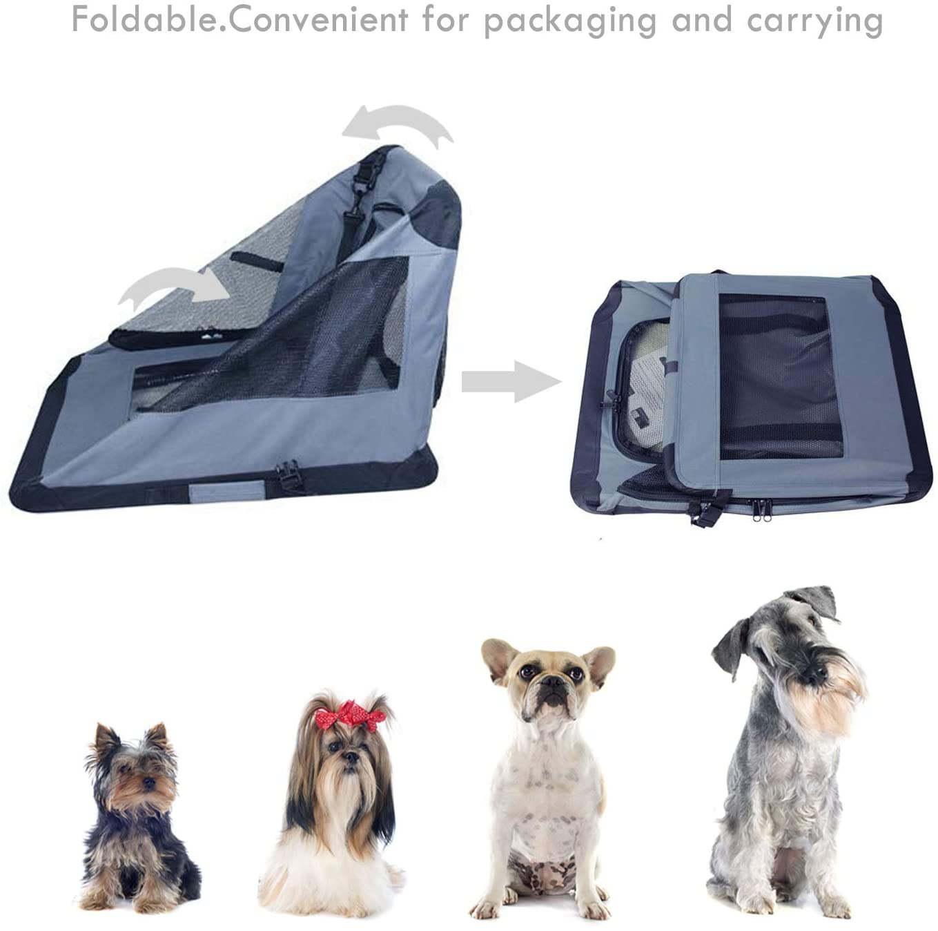 Soft Pet Crates Kennel 26, 30 & 36, 3 Door Soft Sided Folding Travel Pet  Carrier With Straps and Fleece Mat for Dogs, Cats, Rabbits 