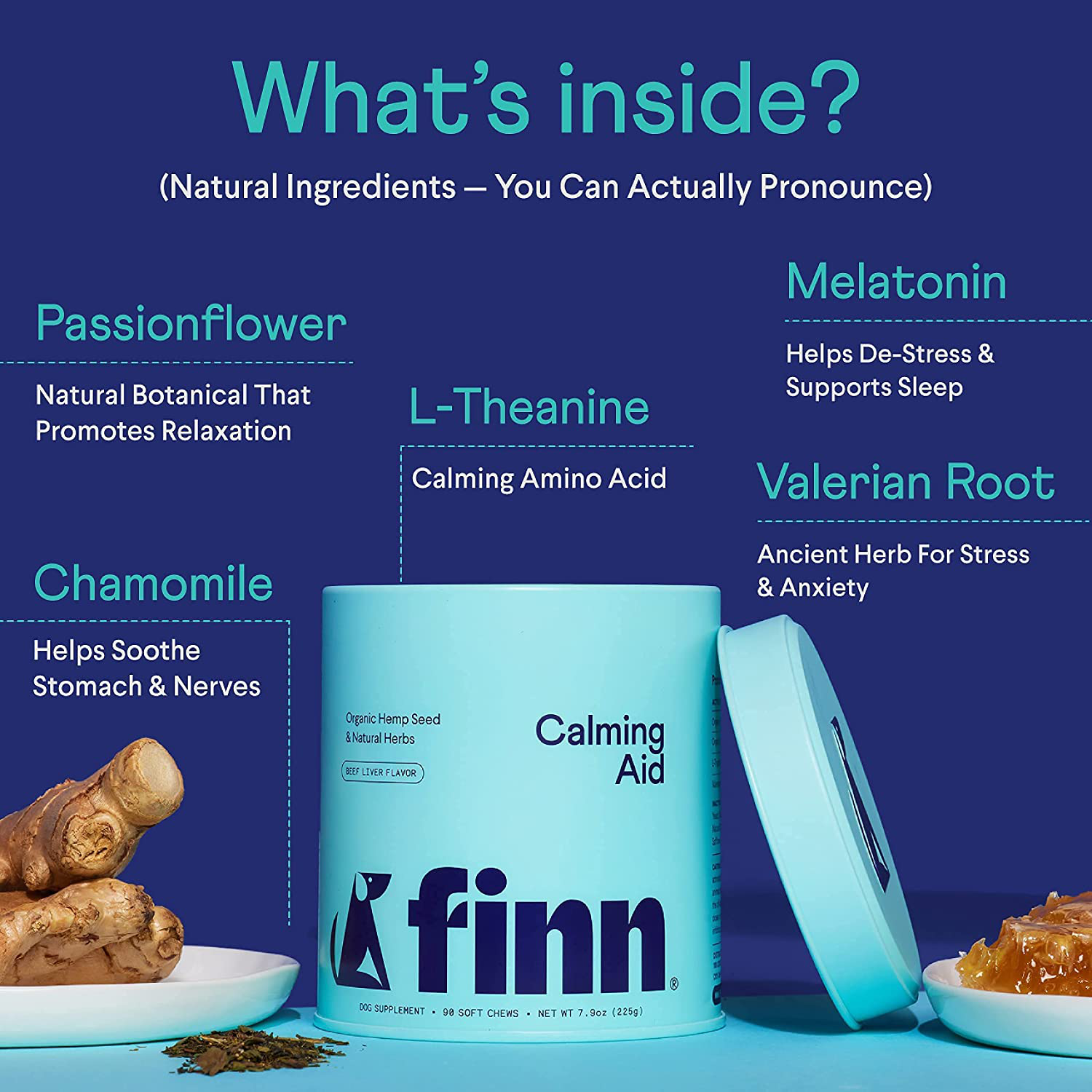 Finn Calming Chews for Dogs - Natural Calming Treats with Melatonin to Help with Stress, Separation Anxiety & Sleep - Vet Recommended & Made in the USA Animals & Pet Supplies > Pet Supplies > Small Animal Supplies > Small Animal Treats Finn   