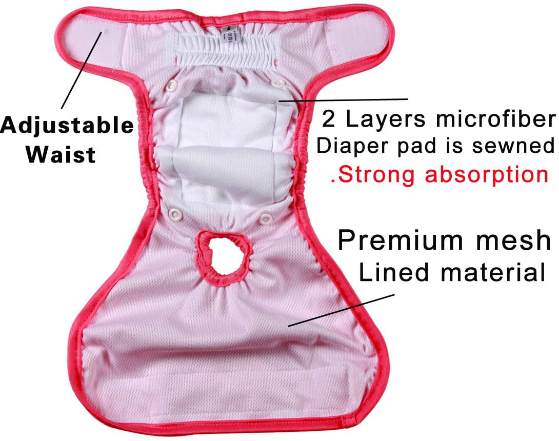 Joydaog(3 Pack Small Dog Diapers for Female Reusable Premium Puppy Nappie with Detachable Diaper Pad Animals & Pet Supplies > Pet Supplies > Dog Supplies > Dog Diaper Pads & Liners JoyDaog   