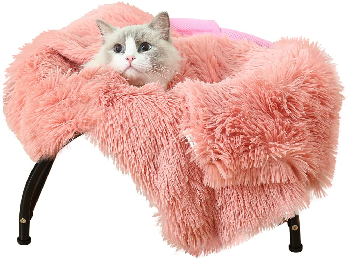 JUNSPOW [Cat Bed Hammock + Pet Blanket Set] Cat Bed Blanket Dog Bed Blanket,Soft Pet Bed Blanket,Gray Animals & Pet Supplies > Pet Supplies > Cat Supplies > Cat Furniture JUNSPOW Pink  