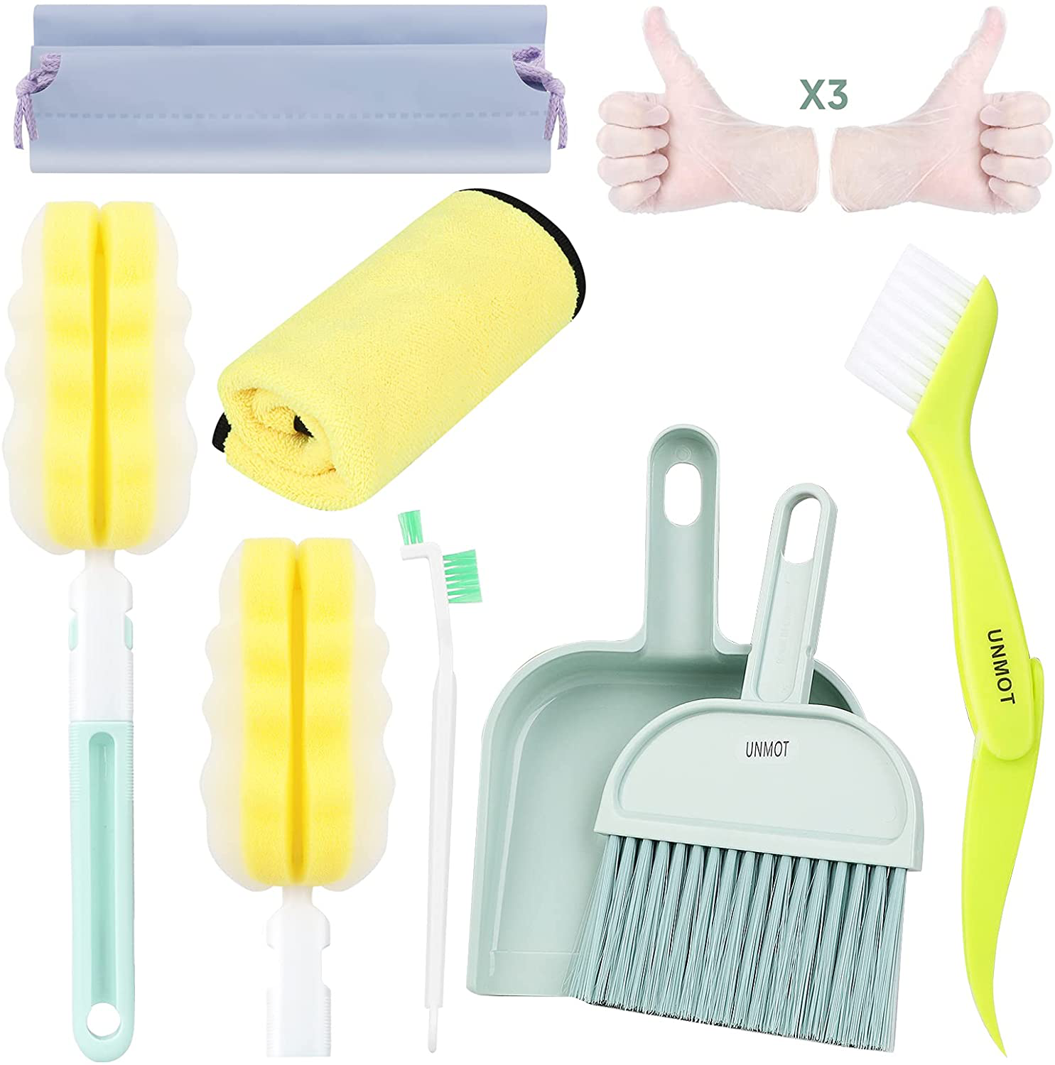 UNMOT Pet Cage Cleaner Set for Rabbit Cages Guinea Pig Hamster Cat Ferret Birds Parrot Chinchilla for Small Animals Pet Playpen Bedding Cleaning Brush Dustpan and Broom Foam Sponge Animals & Pet Supplies > Pet Supplies > Small Animal Supplies > Small Animal Bedding UNMOT   