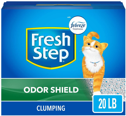 Fresh Step Odor Shield Scented Litter with the Power of Febreze, Clumping Cat Litter, 20 Pounds (Package May Vary)