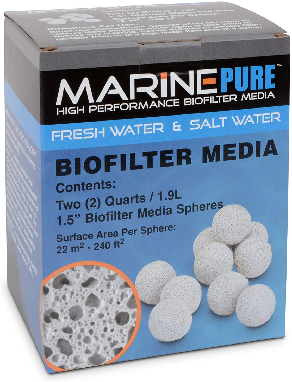 Cermedia Marinepure 1.5-Inch Sphere Bio-Filter Media for Marine and Freshwater Aquariums, 2-Quart