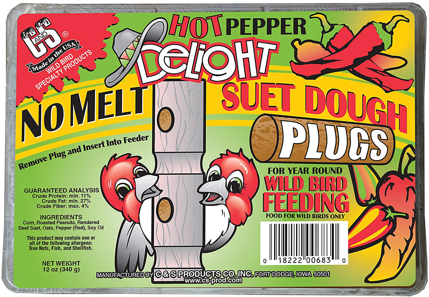 C&S No Melt Suet Plugs for Wild Birds 12 Pack Animals & Pet Supplies > Pet Supplies > Bird Supplies > Bird Food C&S Hot Pepper Plugs  