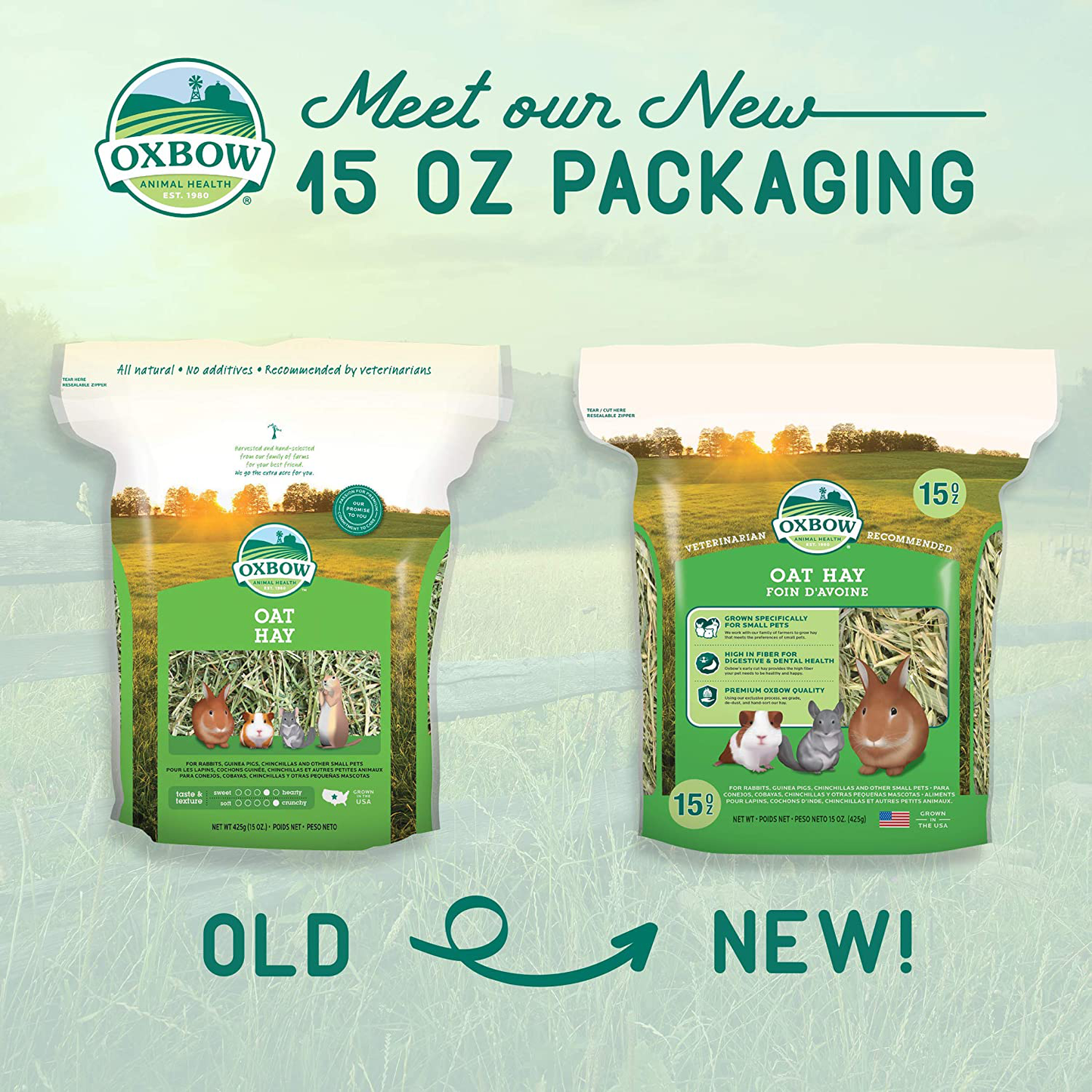 Animal Health Oat Hay - All Natural Hay for Rabbits, Guinea Pigs, Chinchillas, Hamsters & Gerbils - 15 Animals & Pet Supplies > Pet Supplies > Small Animal Supplies > Small Animal Food Oxbow   