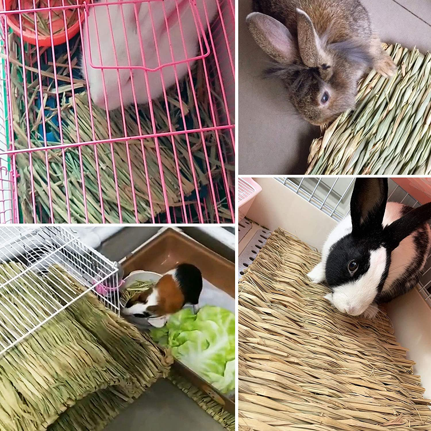 Kathson 6 PCS Rabbit Large Grass Mat Natural Grass Woven Mat Rabbits Chew Toys Grass Bedding Nest for Small Animal Bunny Rabbit Guinea Pigs Hamster Chinchillas Puppy Biddy Sleeping Chewing Animals & Pet Supplies > Pet Supplies > Small Animal Supplies > Small Animal Bedding kathson   