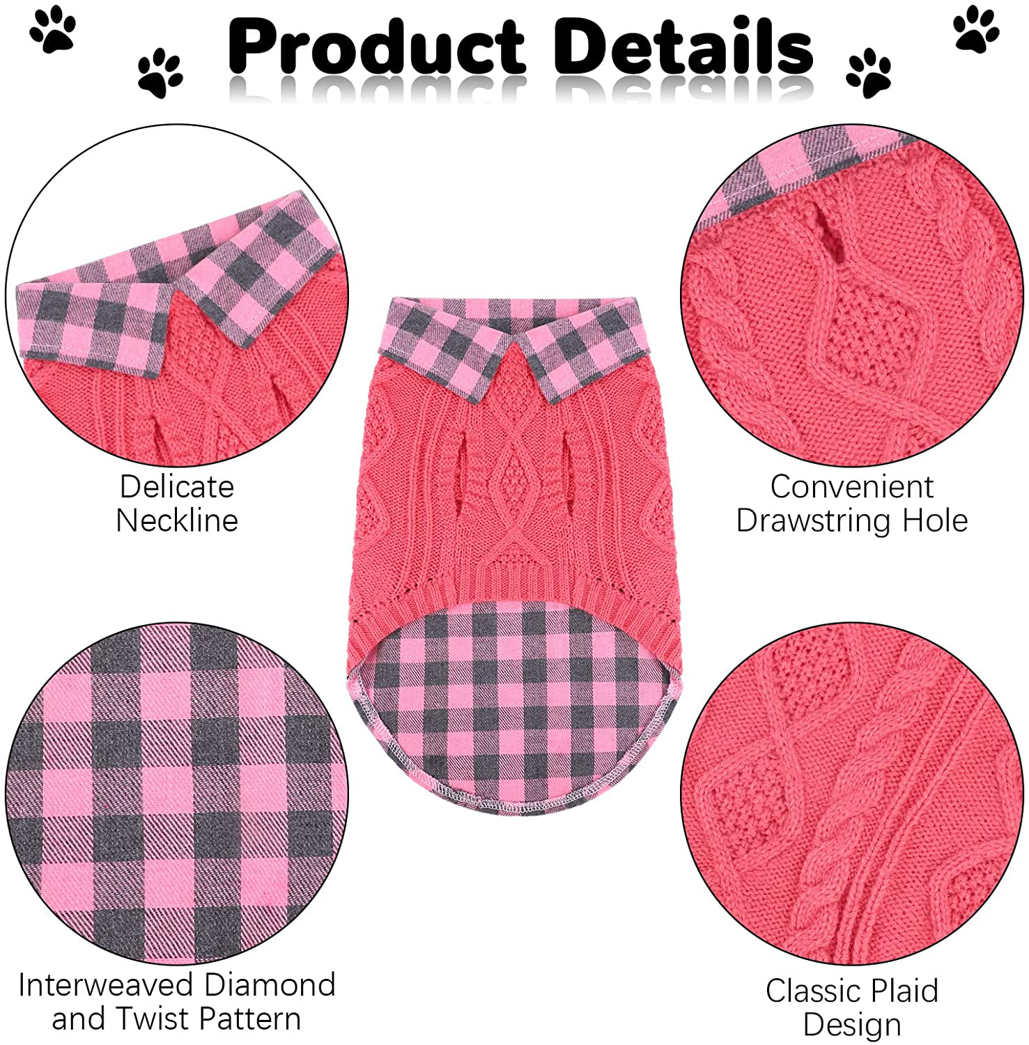 Pedgot Pack of 2 Turtleneck Knitted Dog Sweater Soft and Warm Pet Winter Clothes Classic Cable Knit Plaid Patchwork Pet Sweater for Small Medium Large Dogs Animals & Pet Supplies > Pet Supplies > Dog Supplies > Dog Apparel Pedgot   